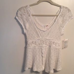 NEW Pretty Free People off white lace top XS